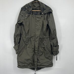 SAM. New York Noho Black Lightweight Trench Coat Camo Rain Coat Womens Sz M